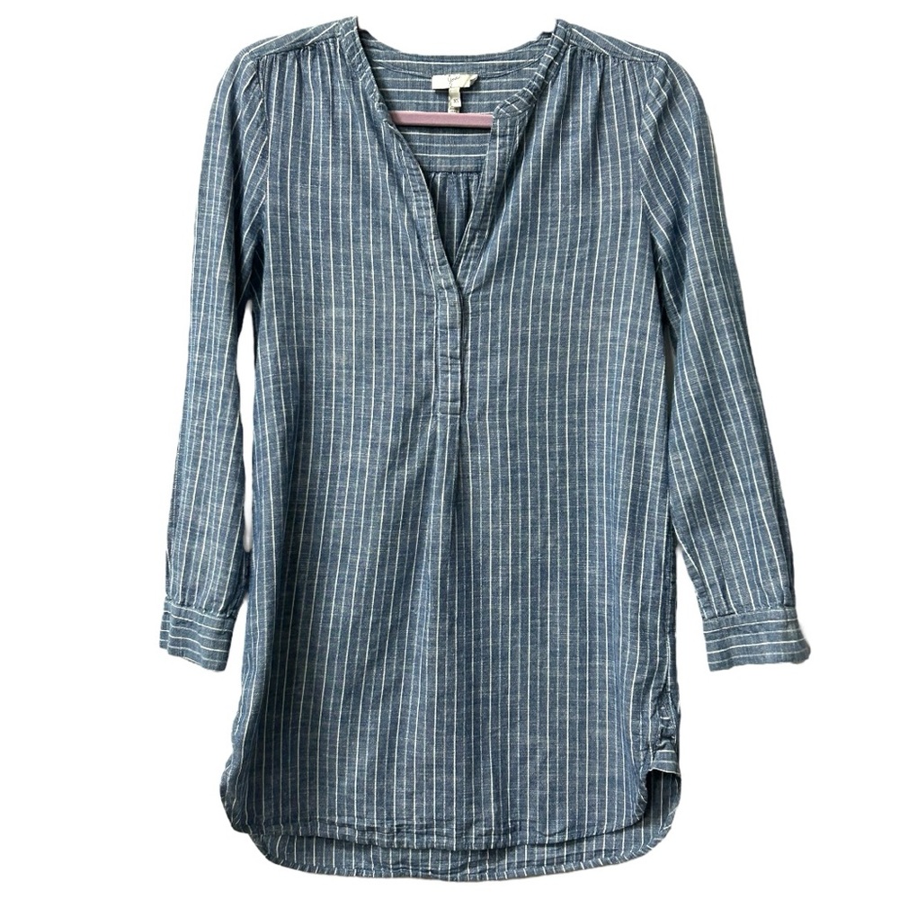 Joie Women’s Stripe V Neck Long Sleeve Blue and White Tunic Sz XS